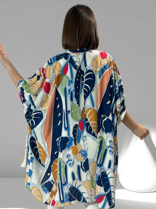 ANELISE - TUNIQUE OVERSIZE MOTIF MARINE JUSQU'A LA TAILLE 58