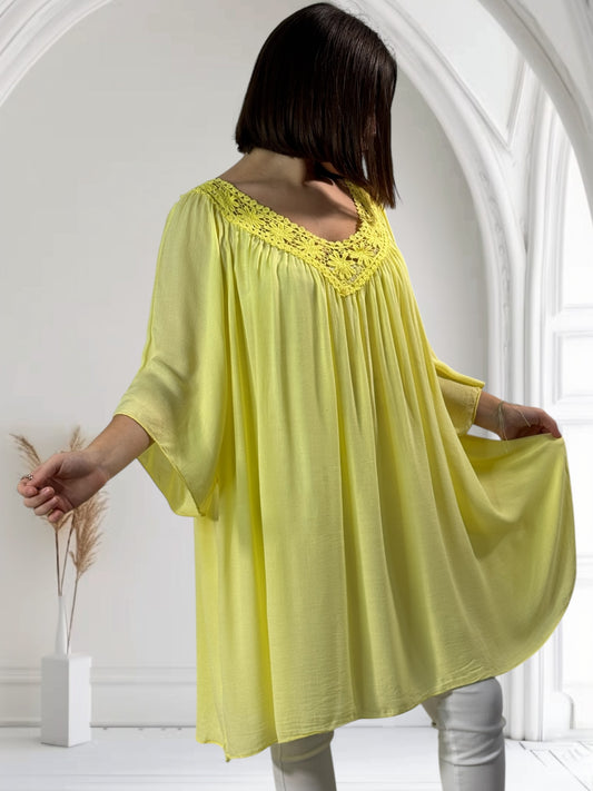 LOLITA - TUNIQUE OVERSIZE JAUNE JUSQU'A LA TAILLE 58