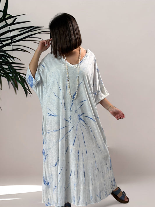 MALAGA - ROBE TEE & DYE  BLEU JUSQU'A LA TAILLE 52/54
