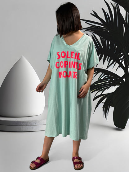HOLIDAY - ROBE TEE-SHIRT OVERSIZE LAGON JUSQU'A LA TAILLE 54/56