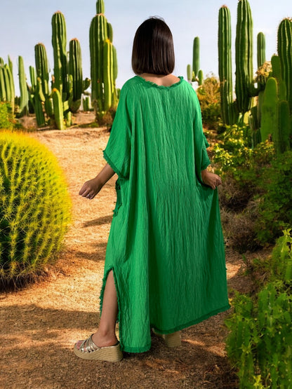 ABBY - ROBE OVERSIZE VERTE 1 POCHE JUSQU'A LA TAILLE 54