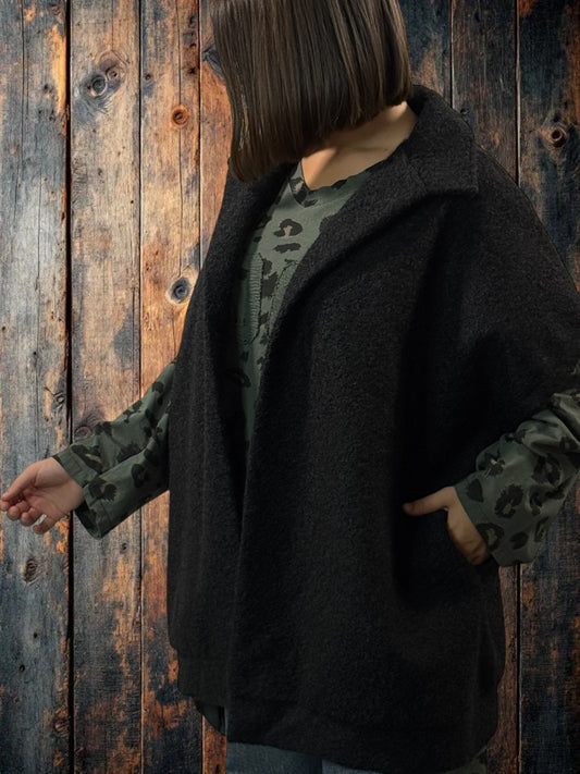 JACK - GILET NOIR SANS MANCHE AVEC COL JUSQU'A LA TAILLE 54