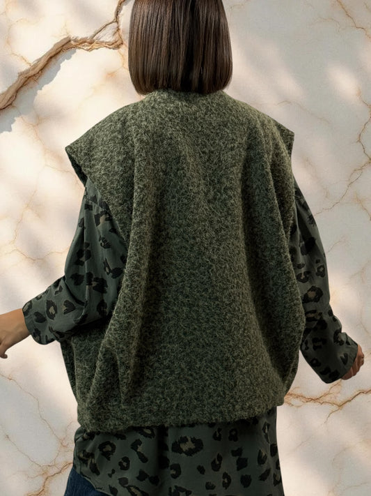 LUDO - GILET KAKI SANS MANCHE JUSQU'A LA TAILLE 50/52