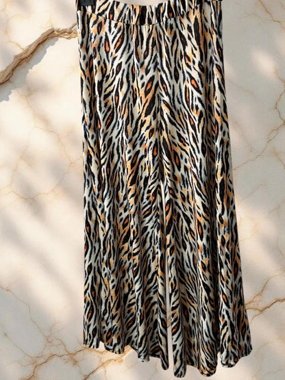 MAXIME - PANTALON PALAZZO MOTIF ANIMALIER TAILLE 46 A 54