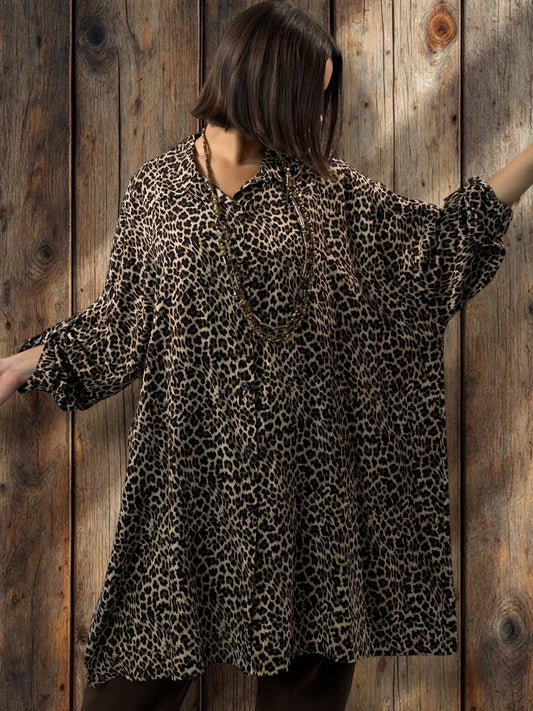 FELINE - CHEMISE OVERSIZE LEOPARD JUSQU'A LA TAILLE 58