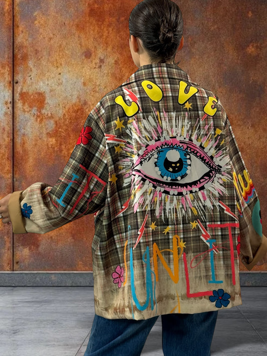 MARICAO - VESTE OVERSIZE MOTIF OEIL JUSQU'A LA TAILLE 52