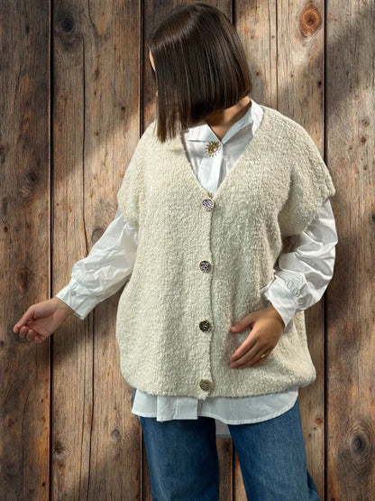 MARVIN - GILET BLANC CASSE SANS MANCHE JUSQU'A LA TAILLE 54/56