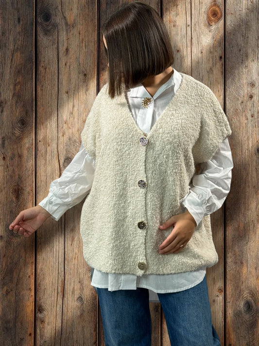 MARVIN - GILET BLANC CASSE SANS MANCHE JUSQU'A LA TAILLE 54/56
