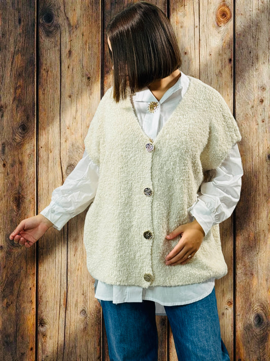 MARVIN - GILET BLANC CASSE SANS MANCHE JUSQU'A LA TAILLE 54/56