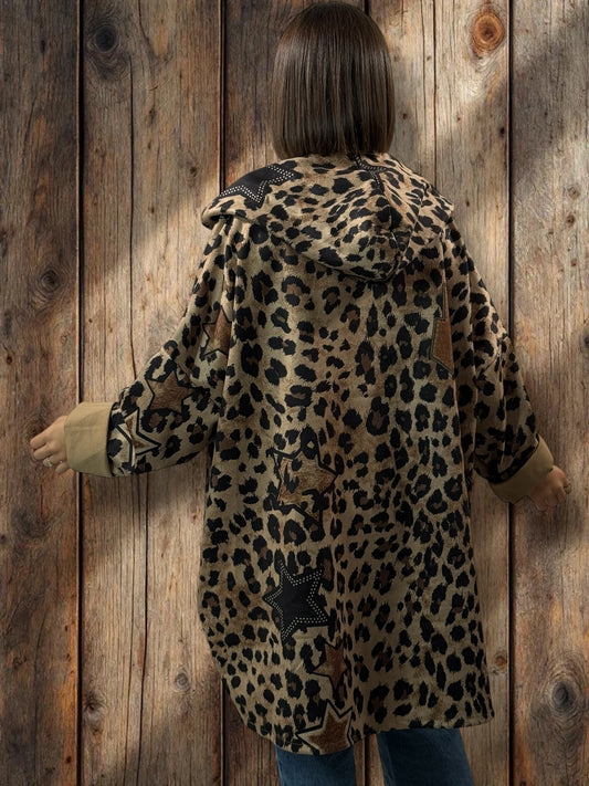 STEFANIA - VESTE LEOPARD EN SUEDINE OVERSIZE JUSQU'A LA TAILLE 54