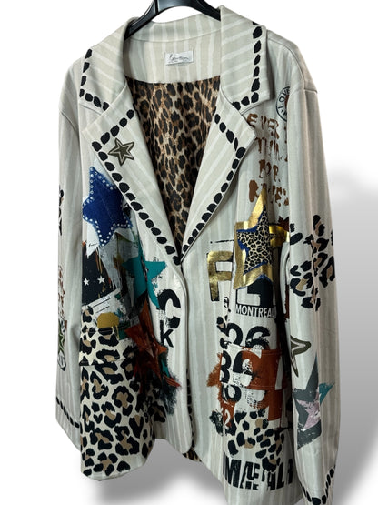 NATALIA - VESTE OVERSIZE MOTIF ETOILE JUSQU'A LA TAILLE 52/54