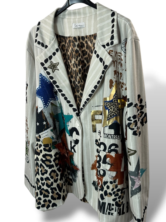 NATALIA - VESTE OVERSIZE MOTIF ETOILE JUSQU'A LA TAILLE 52/54