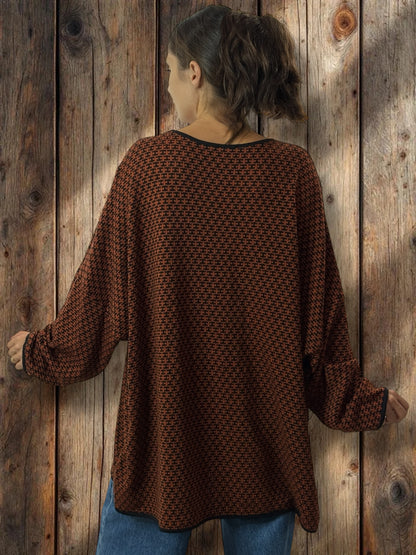 PABLO - PULL EN MAILLE A MOTIF ROUX JUSQU'A LA TAILLE 56