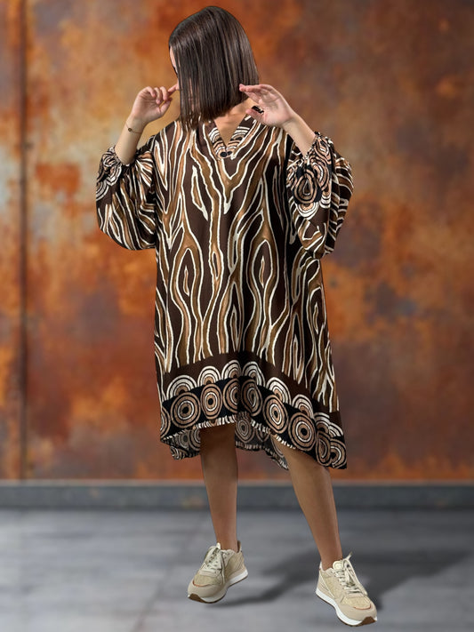 CLOTILDE - ROBE OVERSIZE FLUIDE A MOTIF JUSQU'A LA TAILLE 54