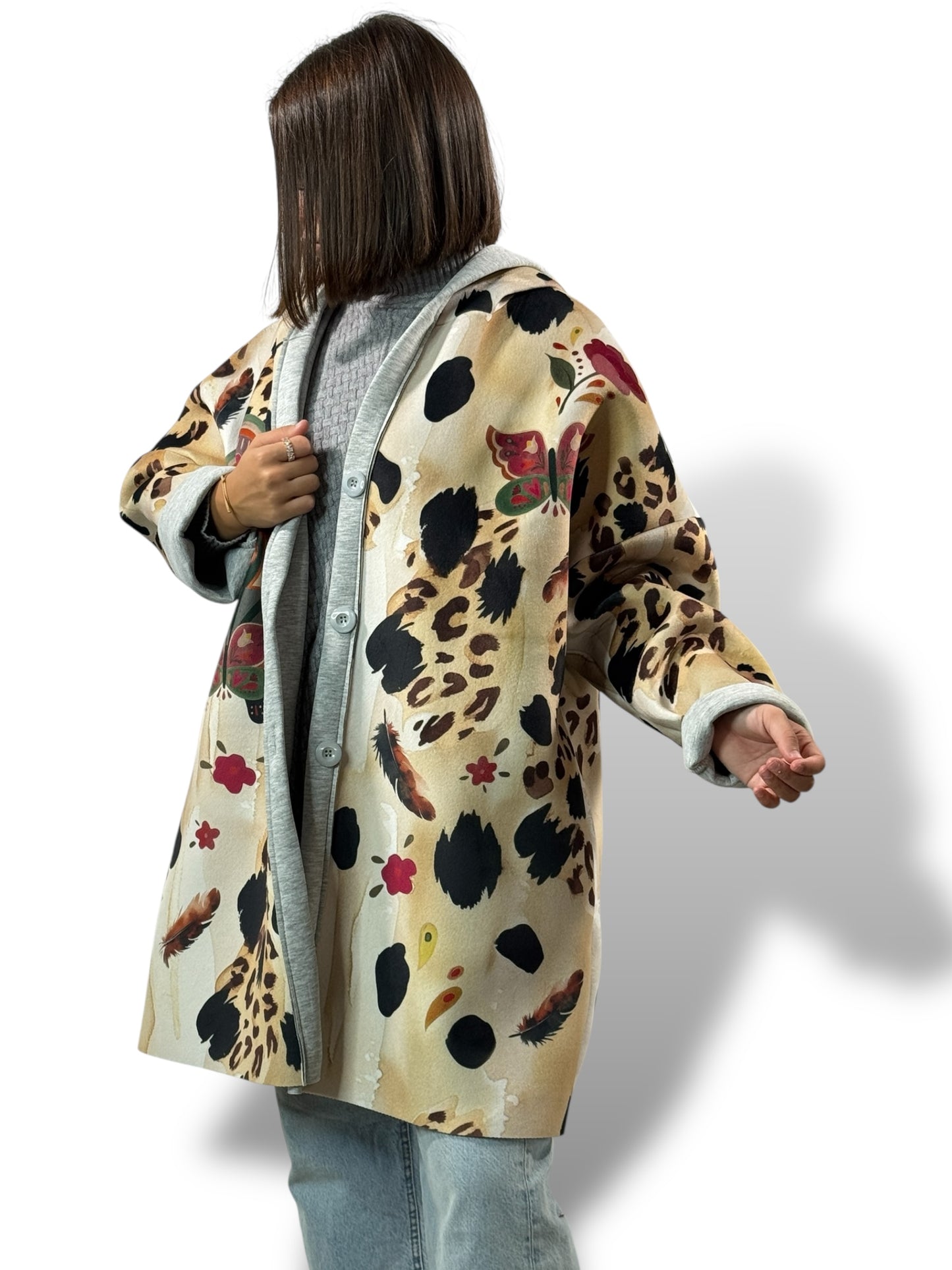 LULU - VESTE A CAPUCHE A MOTIF JUSQU'A LA TAILLE 52/54