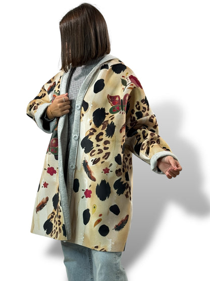 LULU - VESTE A CAPUCHE A MOTIF JUSQU'A LA TAILLE 52/54