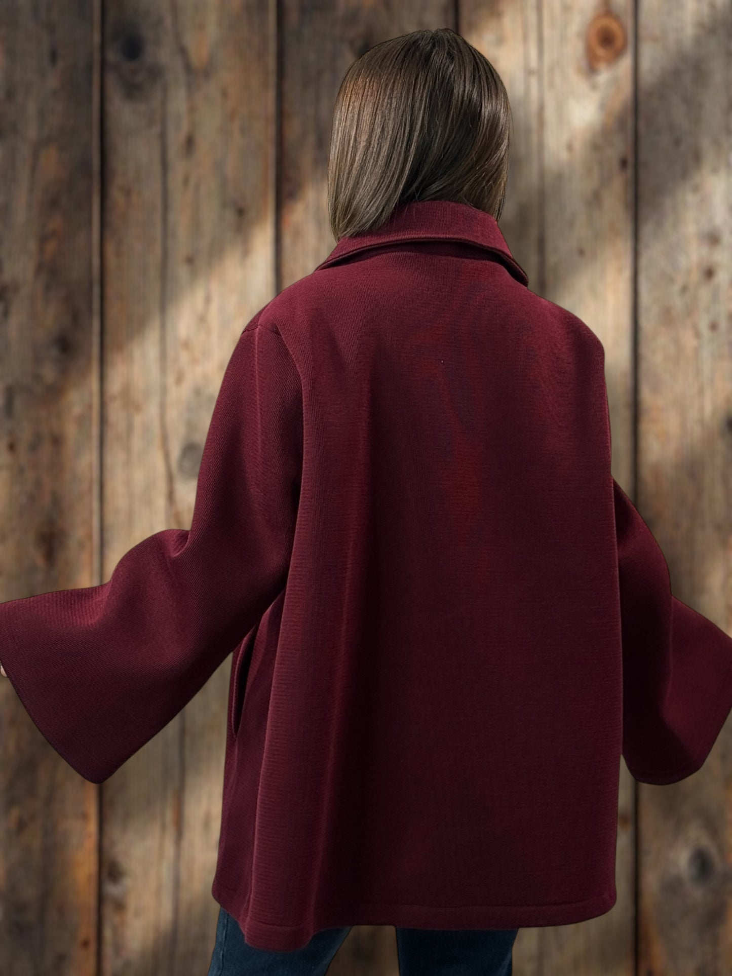 ROSALINA - VESTE OVERSIZE BORDEAUX JUSQU'A LA TAILLE 52