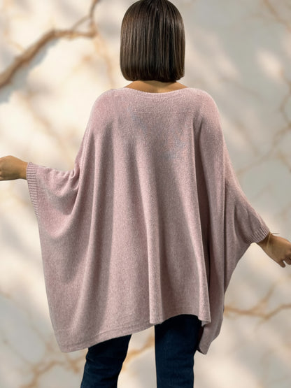 NICKO - PULL OVERSIZE ROSE JUSQU'A LA TAILLE 60