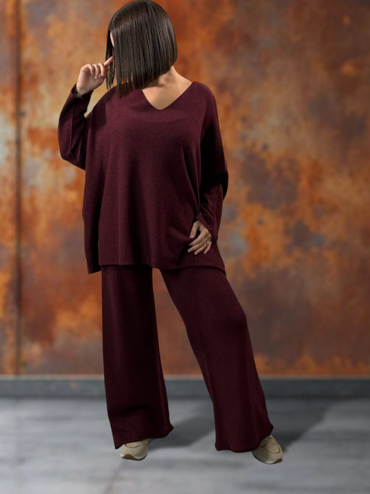LOUANE - ENSEMBLE EN MAILLE BORDEAUX JUSQU'A LA TAILLE 52