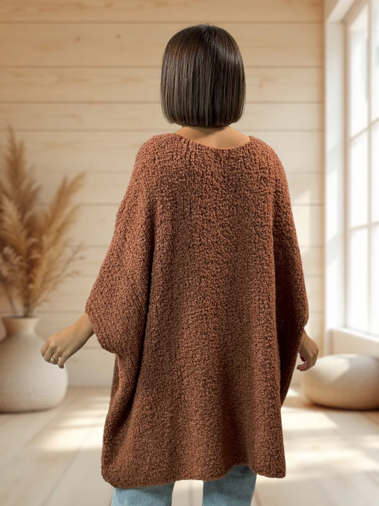 CAMILLE - PULL TERRACOTTA OVERSIZE JUSQU'A LA TAILLE 58
