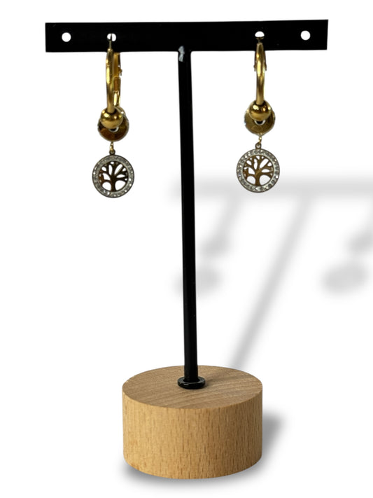 CLARICE - BOUCLES D'OREILLES CREOLES ARBRE DE VIE