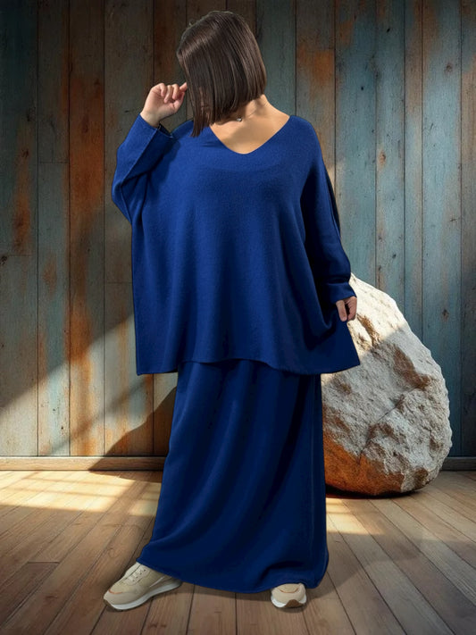 FAUSTINE - ENSEMBLE EN MAILLE IMPERIAL JUSQU'A LA TAILLE 52/54 VIOLET