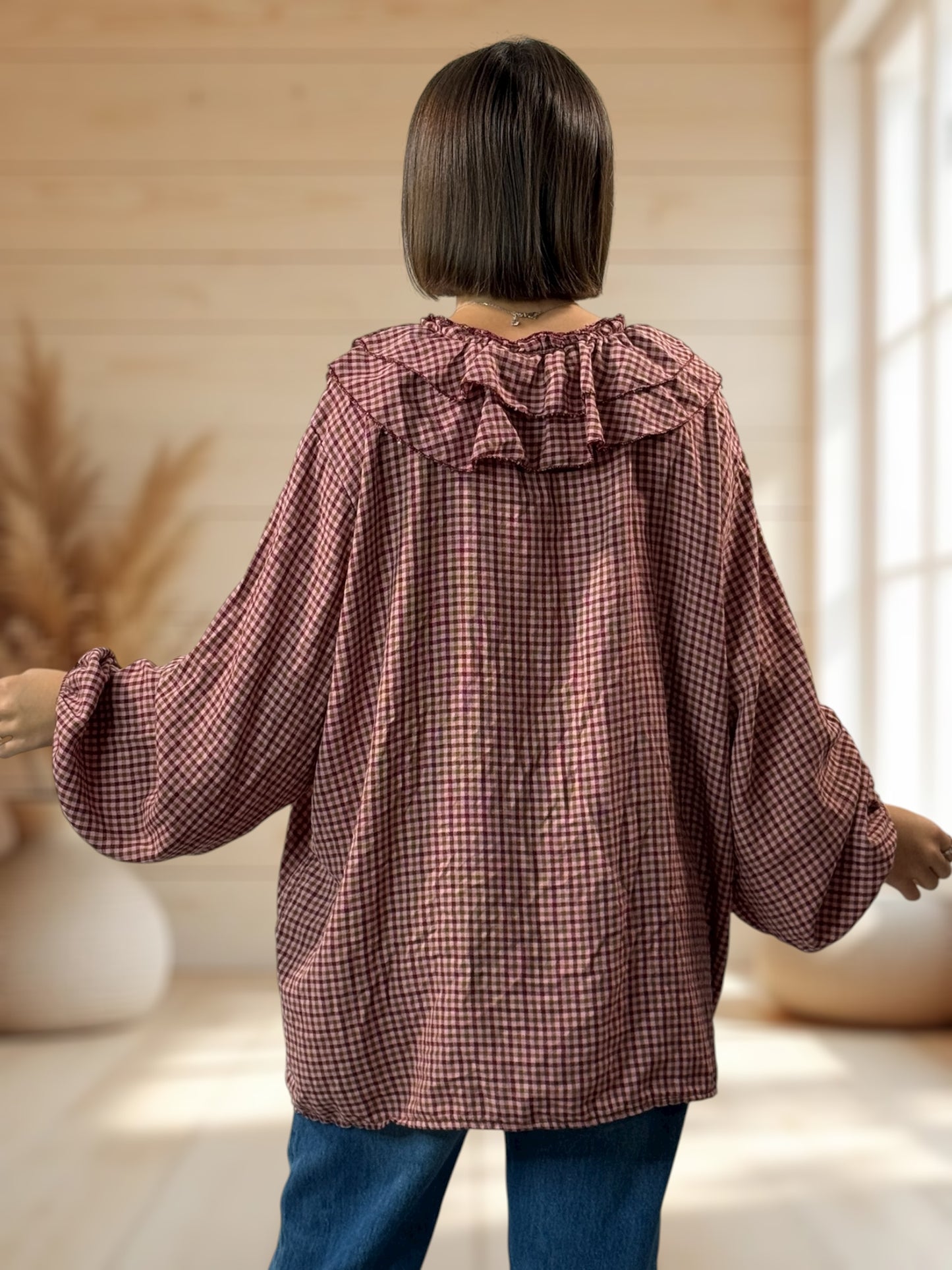 COLINE - BLOUSE A PETITS CARREAUX  JUSQU'A LA TAILLE 52/54