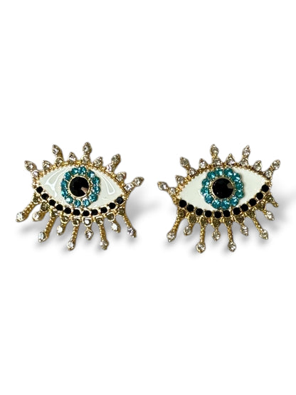 DREAM - BOUCLES D'OREILLES OEIL AVEC STRASS