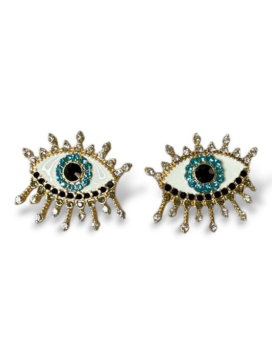 DREAM - BOUCLES D'OREILLES OEIL AVEC STRASS