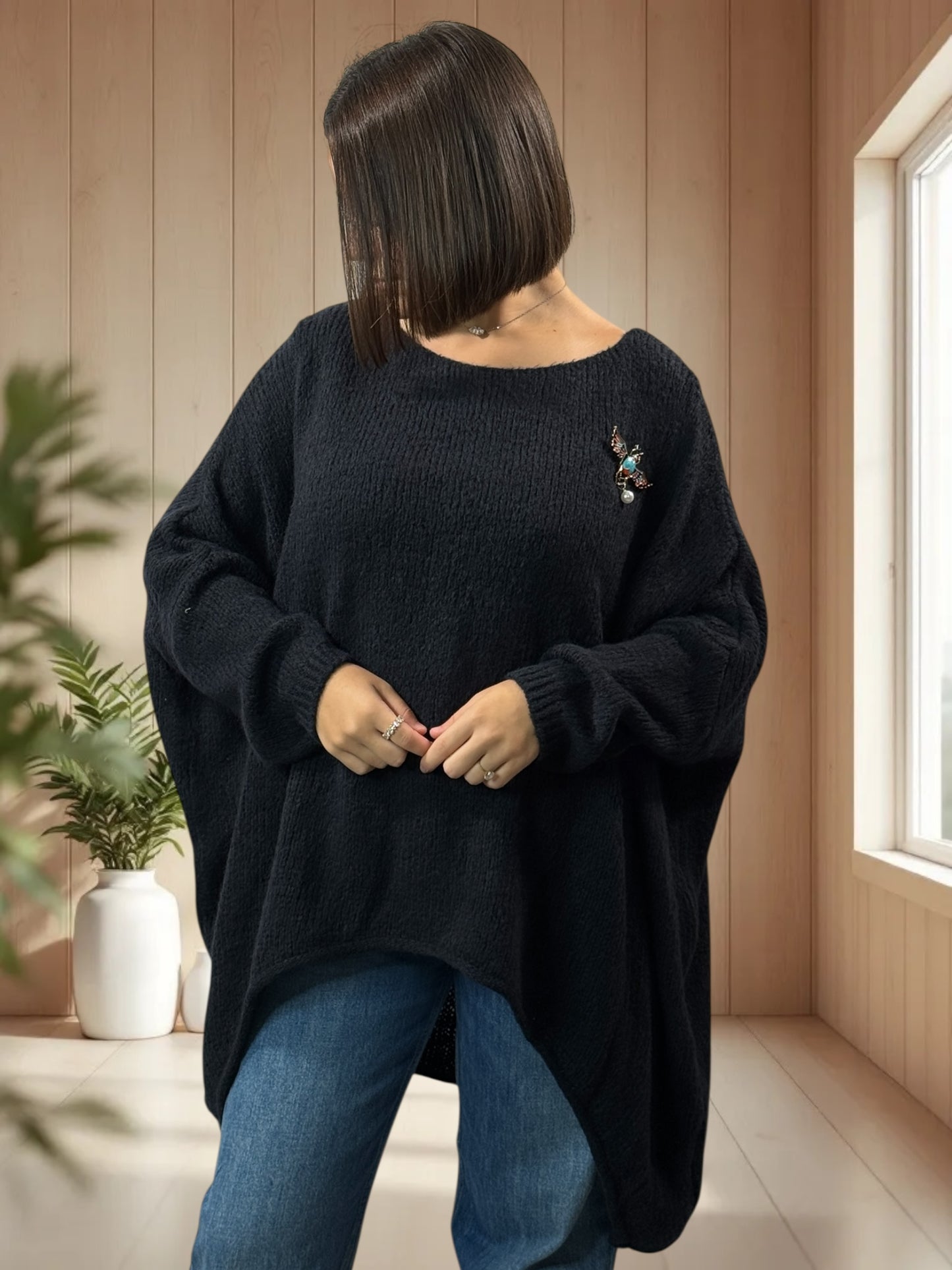 JULIA- PULL OVERSIZE MARINE JUSQU'A LA TAILLE 56/58