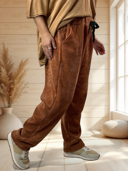 LEON - PANTALON EN VELOURS ROUX TAILLE 44 A 50/52