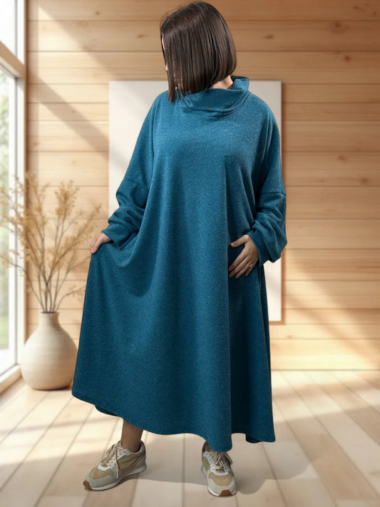 MILAN - ROBE OVERSIZE BLEU CANARD JUSQU'A LA TAILLE 60