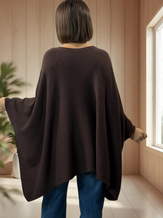 NICKO - PULL OVERSIZE MARRON JUSQU'A LA TAILLE 60