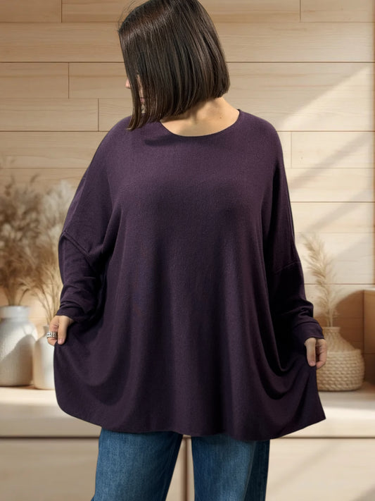 CAPRIO - PULL  RAISIN EN MAILLE FLUIDE JUSQU'A LA TAILLE 54