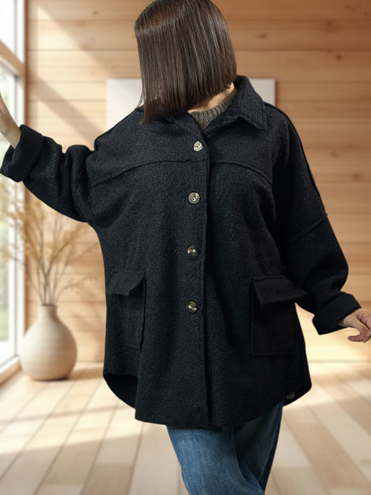 RAVELO - VESTE OVERSIZE MARINE JUSQU'A LA TAILLE 54/56