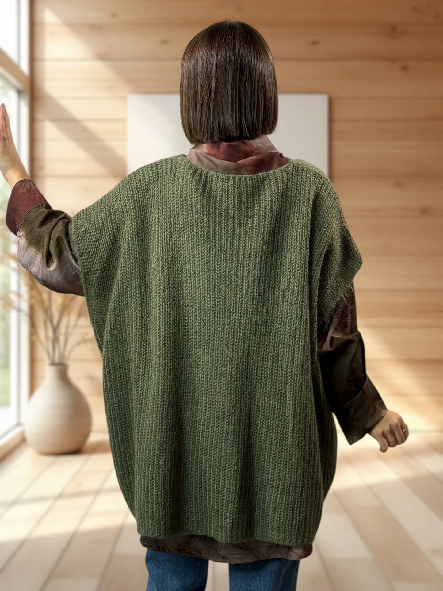 ENZO - PULL KAKI OVERSIZE JUSQU'A LA TAILLE 56