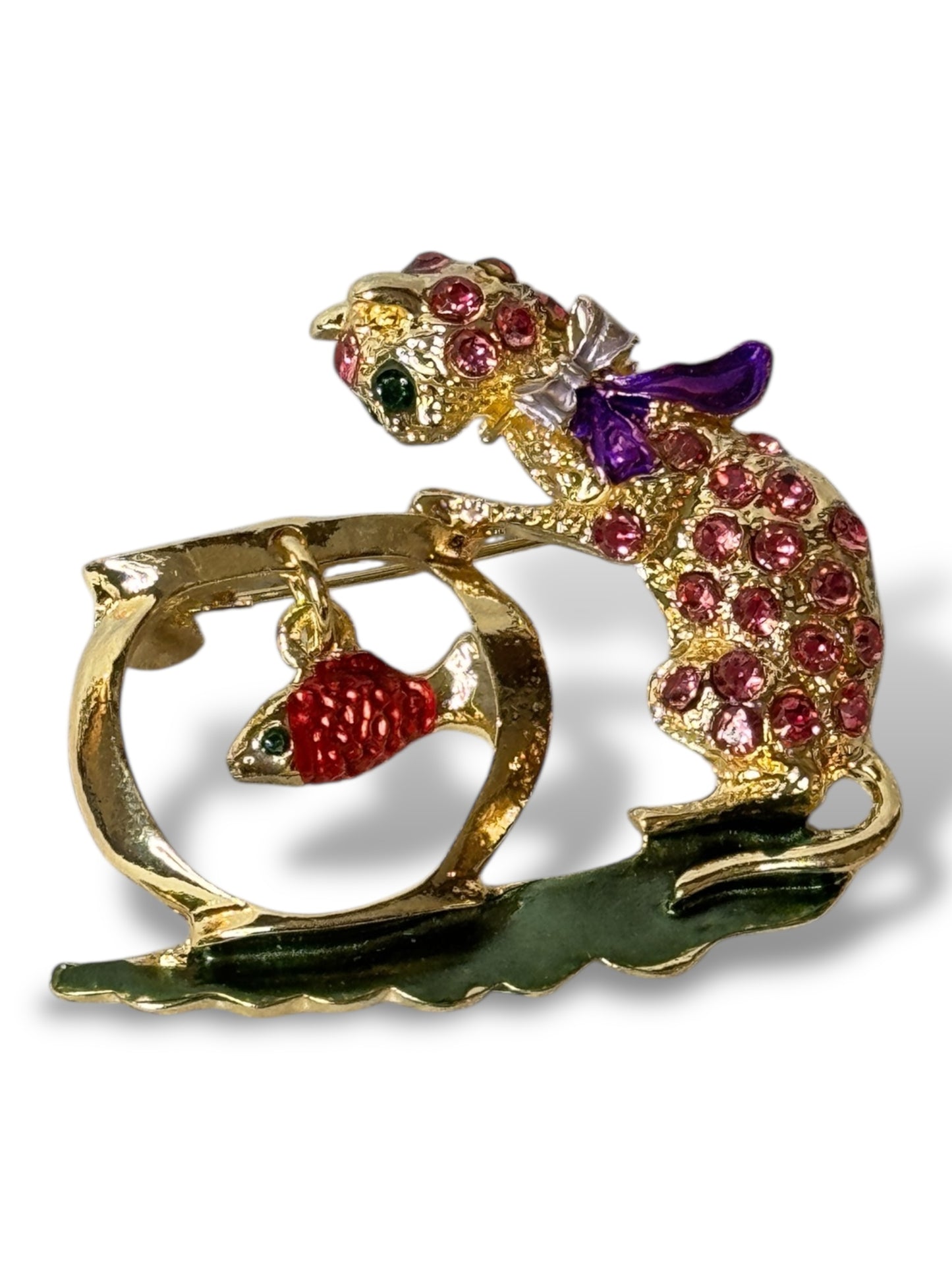 CHAT POISSON - BROCHE AVEC STRASS