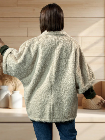 MAGUY - VESTE OVERSIZE BEIGE JUSQU'A LA TAILLE 54