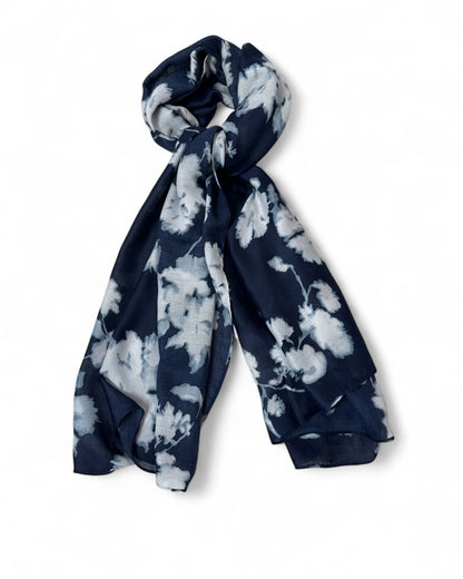 GRANDE ECHARPE MARINE A MOTIF