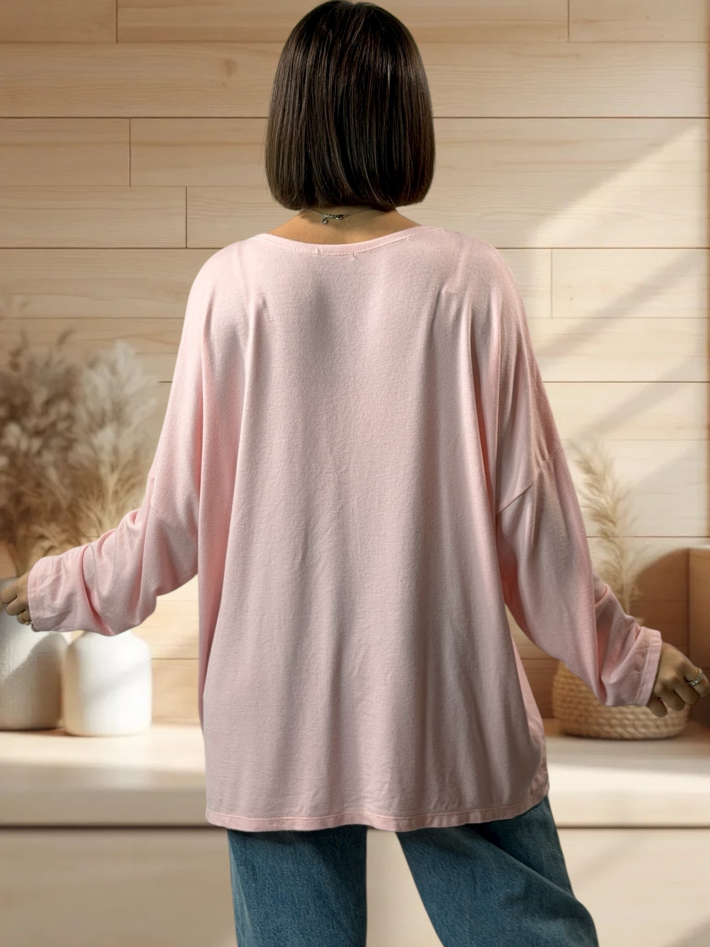 CIAO - PULL ROSE EN MAILLE FLUIDE JUSQU'A LA TAILLE 54/56