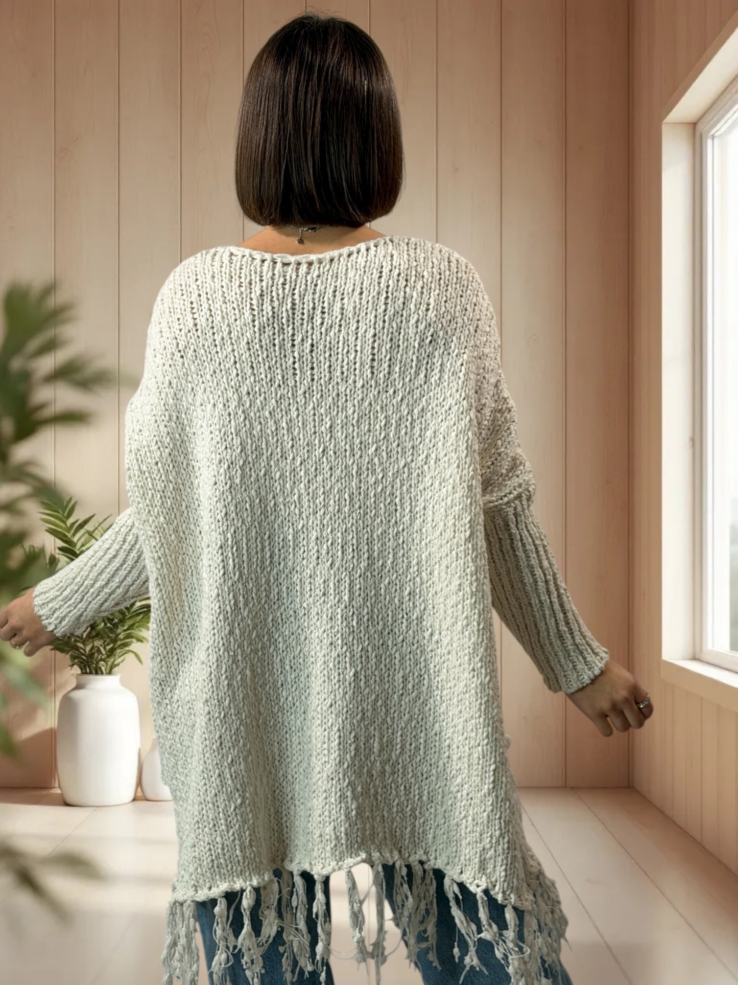SHEILA - PULL OVERSIZE BLANC CASSE JUSQU'A LA TAILLE 56