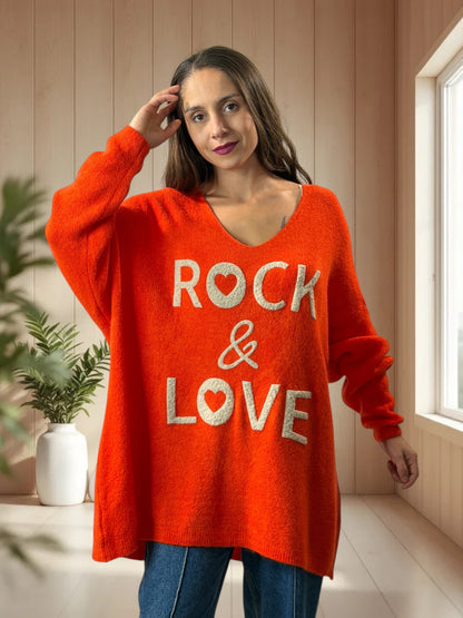 MICK - PULL OVERSIZE ORANGE AVEC ALPAGA JUSQU'A LA TAILLE 56