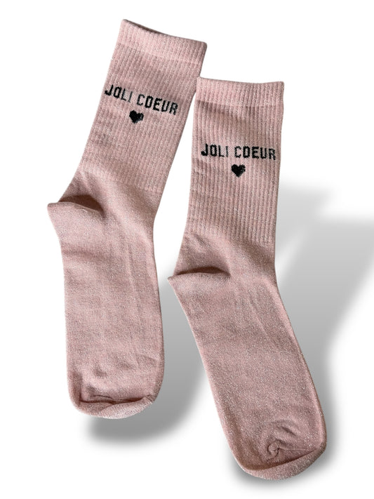 CHAUSSETTES SCINTILLANTES JOLI COEUR ROSE