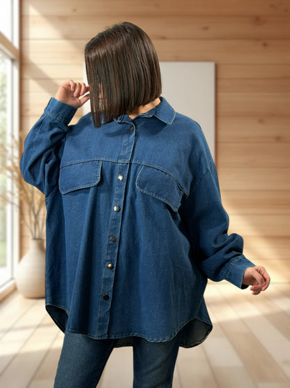 JORDAN - CHEMISE OVERSIZE EN JEAN JUSQU'A LA TAILLE 54/56