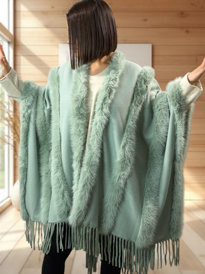 ERIKA - CAPE VERTE FAUSSE FOURRURE