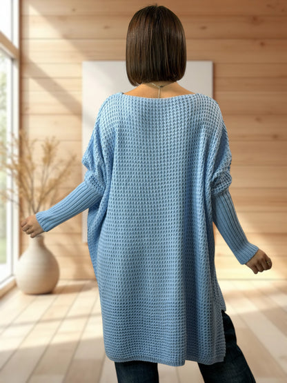 OLIVIA - PULL OVERSIZE BLEU JUSQU'A LA TAILLE 56/58