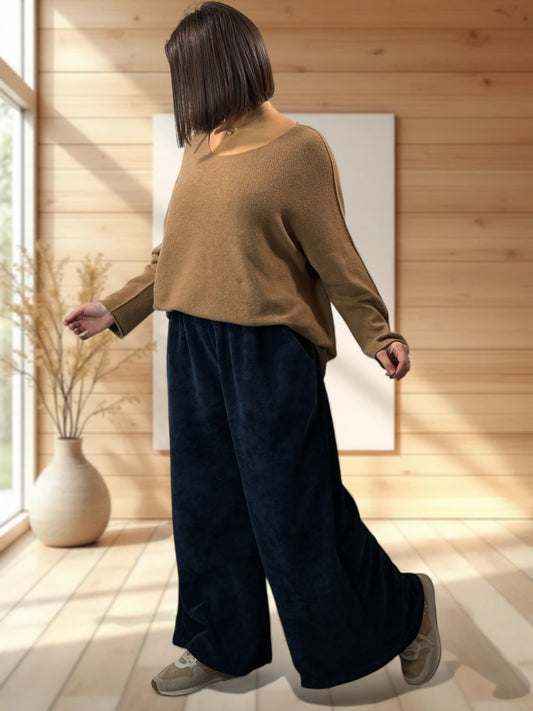 MARVIN - PANTALON EN VELOURS MARINE TAILLE 46 A 54