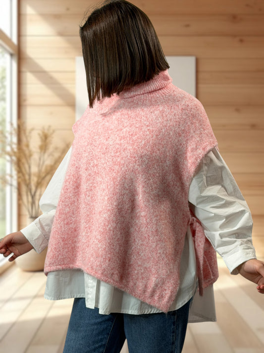 MIMI - PULL ROSE SANS MANCHES JUSQU'A LA TAILLE 52