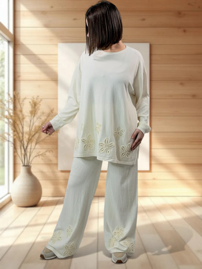 CLEMENTINE - ENSEMBLE EN MAILLE BLANC CASSE JUSQU'A LA TAILLE 50