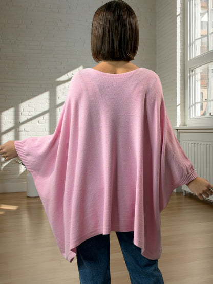 NICKO - PULL OVERSIZE ROSE JUSQU'A LA TAILLE 60